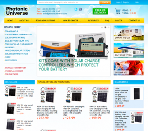 Интернет магазин солнечных батарей и аксессуаров «Photonic Universe», г. Лондон.