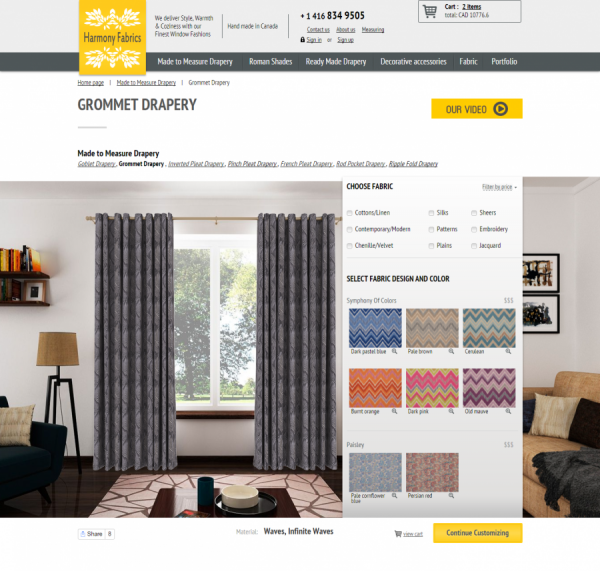 harmonyfabrics.com - Канадский интернет магазин штор