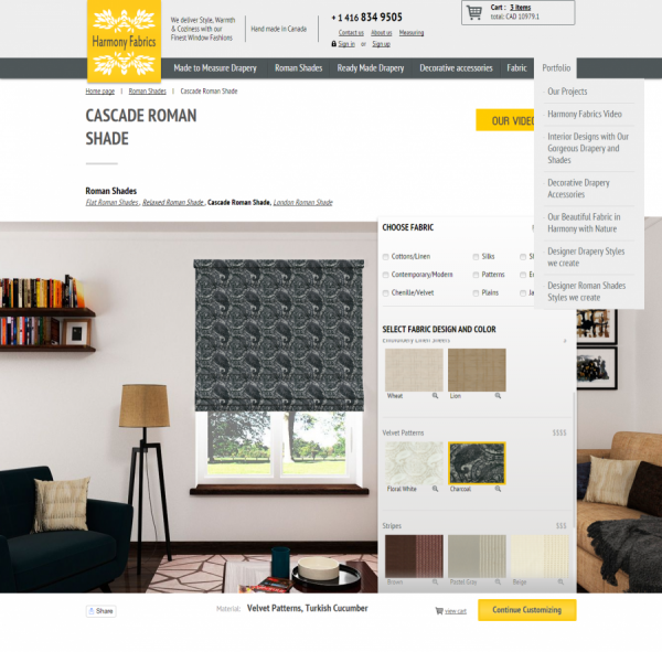 harmonyfabrics.com - Канадский интернет магазин штор